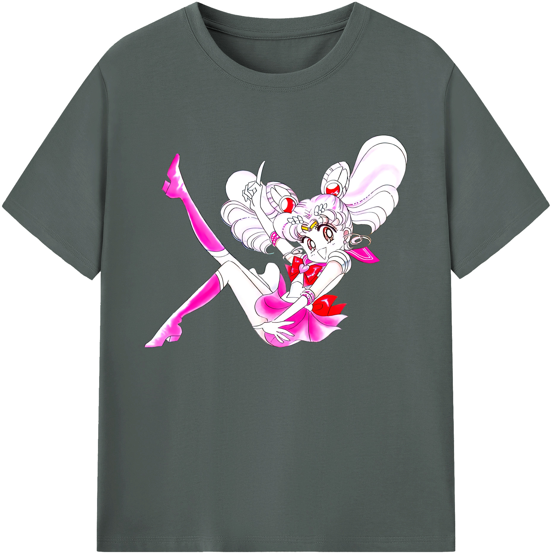 （画像用） 美少女戦士セーラームーン ちびうさ Sailor Moon Chibiusa Tsukino Usagi Small Lady Serenity 綿100％ メンズ半袖Tシャツ｜肌触りやわらか＆通気性